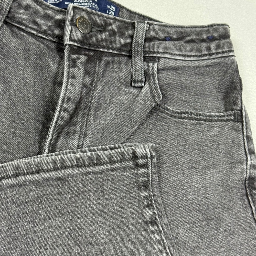Hollister Ultra High-Rise Dad Jeans Washed Black Vintage Stretch W26 L29 3S